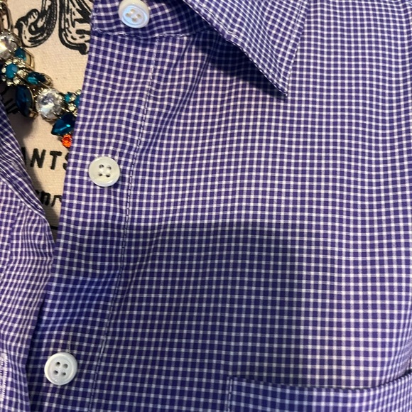 Thomas Mason for J. Crew Purple Checkered Women's Button Down Shirt - Picture 2 of 9
